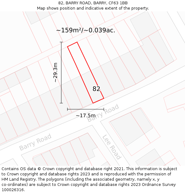 82, BARRY ROAD, BARRY, CF63 1BB: Plot and title map
