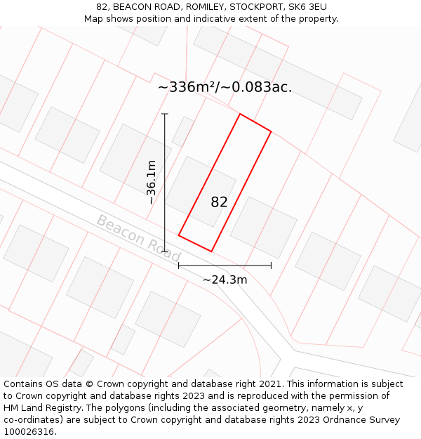 82, BEACON ROAD, ROMILEY, STOCKPORT, SK6 3EU: Plot and title map