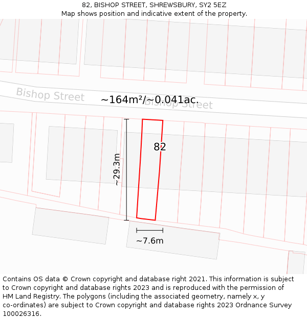 82, BISHOP STREET, SHREWSBURY, SY2 5EZ: Plot and title map