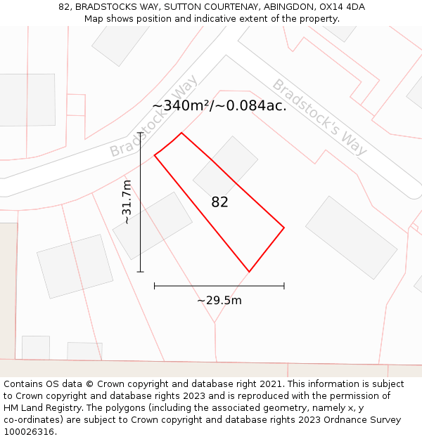 82, BRADSTOCKS WAY, SUTTON COURTENAY, ABINGDON, OX14 4DA: Plot and title map