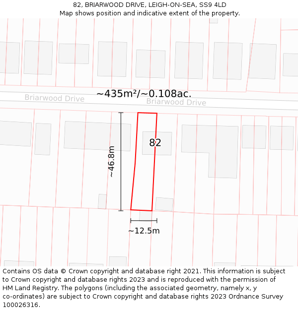 82, BRIARWOOD DRIVE, LEIGH-ON-SEA, SS9 4LD: Plot and title map