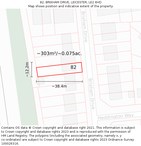 82, BRIXHAM DRIVE, LEICESTER, LE2 6HD: Plot and title map