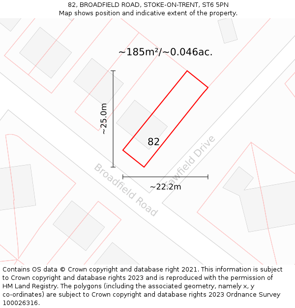 82, BROADFIELD ROAD, STOKE-ON-TRENT, ST6 5PN: Plot and title map