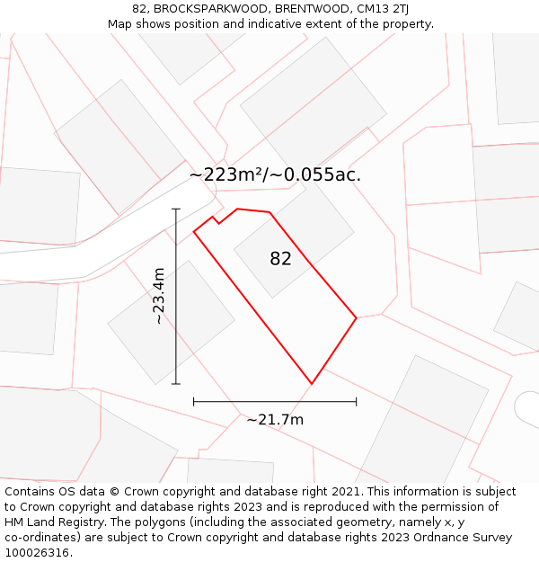 82, BROCKSPARKWOOD, BRENTWOOD, CM13 2TJ: Plot and title map