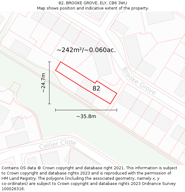 82, BROOKE GROVE, ELY, CB6 3WU: Plot and title map