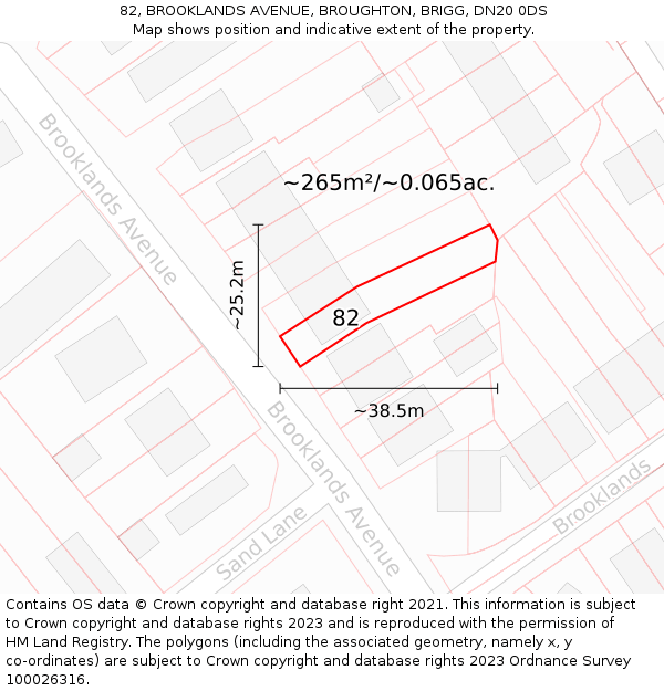 82, BROOKLANDS AVENUE, BROUGHTON, BRIGG, DN20 0DS: Plot and title map