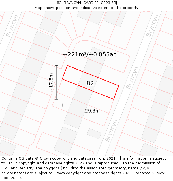 82, BRYNCYN, CARDIFF, CF23 7BJ: Plot and title map