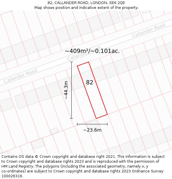 82, CALLANDER ROAD, LONDON, SE6 2QE: Plot and title map