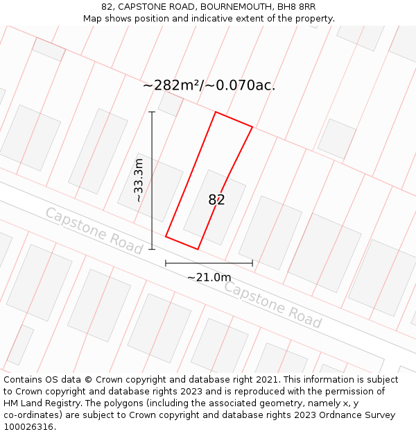 82, CAPSTONE ROAD, BOURNEMOUTH, BH8 8RR: Plot and title map