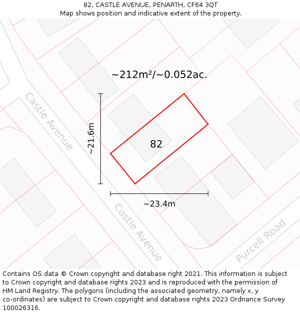 82, CASTLE AVENUE, PENARTH, CF64 3QT: Plot and title map