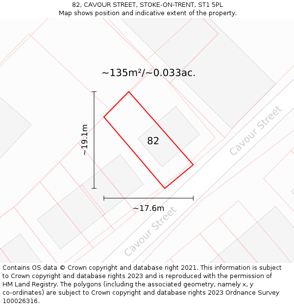 82, CAVOUR STREET, STOKE-ON-TRENT, ST1 5PL: Plot and title map