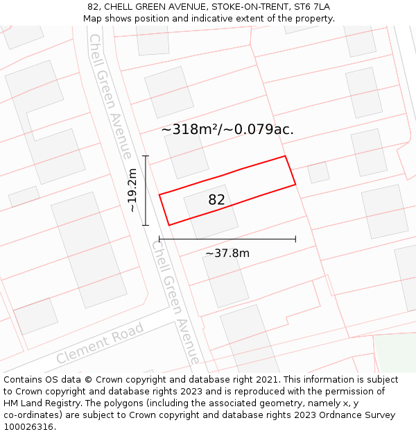 82, CHELL GREEN AVENUE, STOKE-ON-TRENT, ST6 7LA: Plot and title map