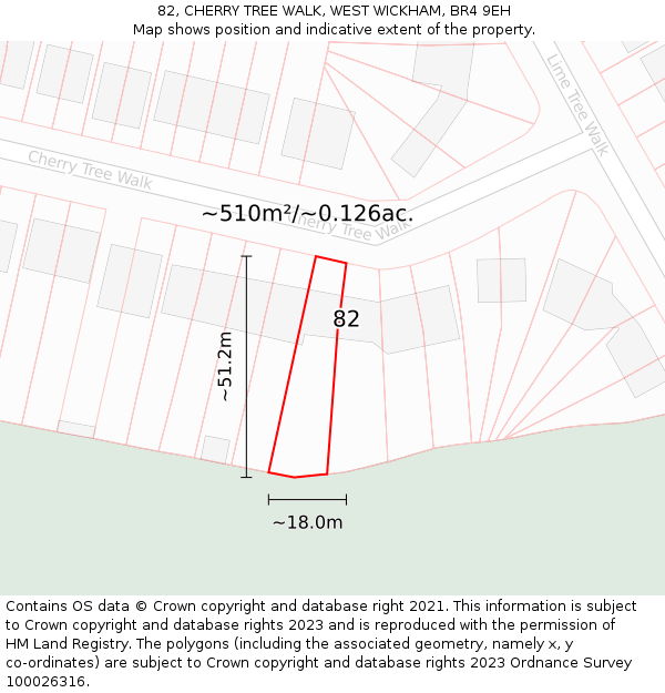 82, CHERRY TREE WALK, WEST WICKHAM, BR4 9EH: Plot and title map