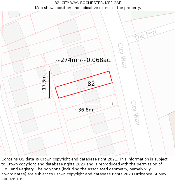 82, CITY WAY, ROCHESTER, ME1 2AE: Plot and title map
