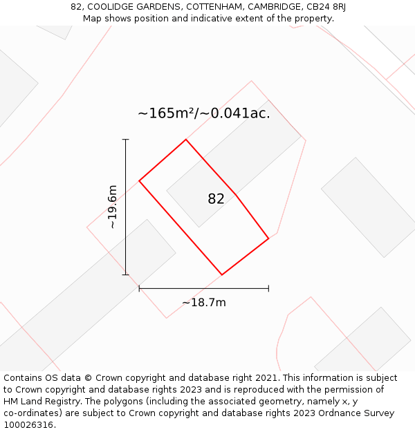 82, COOLIDGE GARDENS, COTTENHAM, CAMBRIDGE, CB24 8RJ: Plot and title map