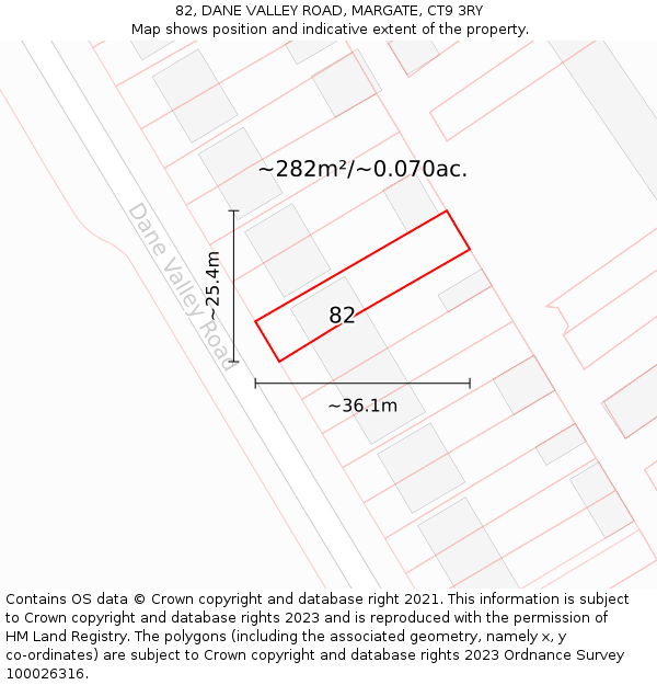 82, DANE VALLEY ROAD, MARGATE, CT9 3RY: Plot and title map