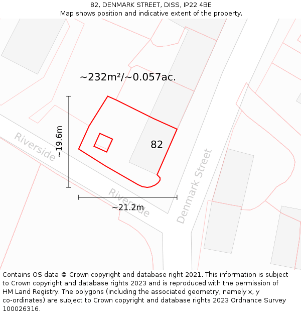 82, DENMARK STREET, DISS, IP22 4BE: Plot and title map