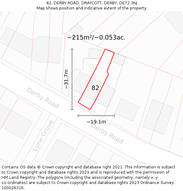 82, DERBY ROAD, DRAYCOTT, DERBY, DE72 3NJ: Plot and title map