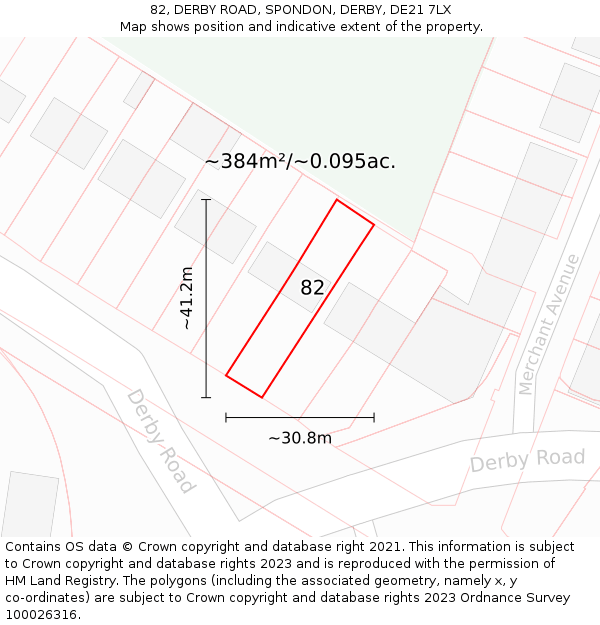 82, DERBY ROAD, SPONDON, DERBY, DE21 7LX: Plot and title map