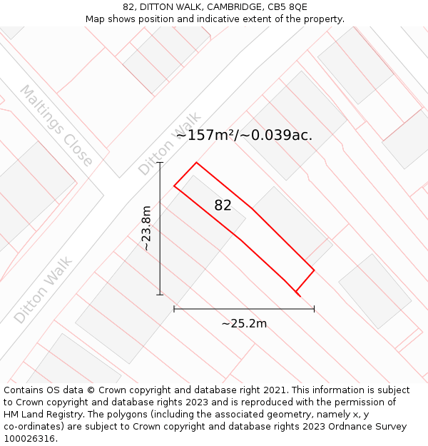 82, DITTON WALK, CAMBRIDGE, CB5 8QE: Plot and title map