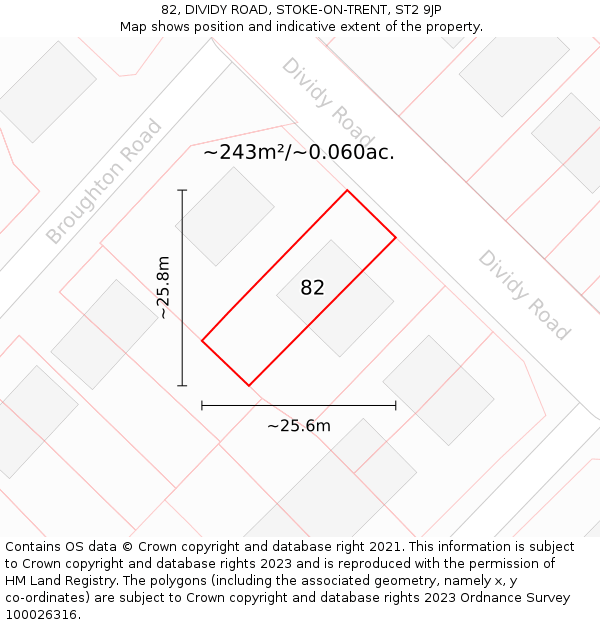82, DIVIDY ROAD, STOKE-ON-TRENT, ST2 9JP: Plot and title map