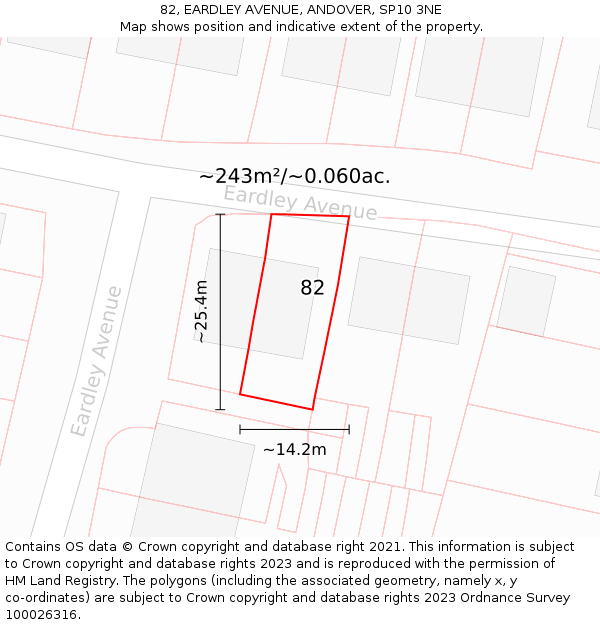 82, EARDLEY AVENUE, ANDOVER, SP10 3NE: Plot and title map
