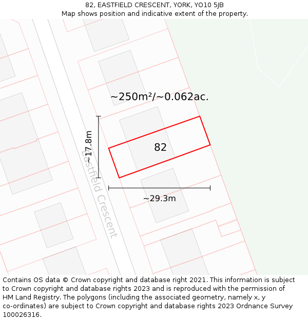 82, EASTFIELD CRESCENT, YORK, YO10 5JB: Plot and title map