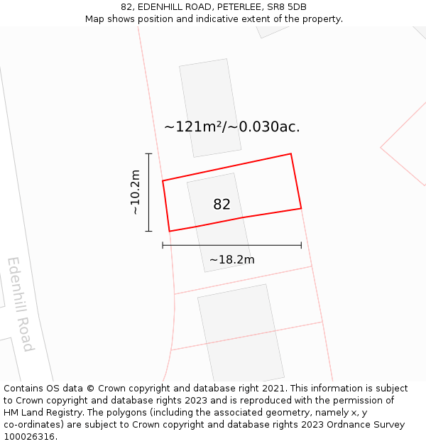 82, EDENHILL ROAD, PETERLEE, SR8 5DB: Plot and title map