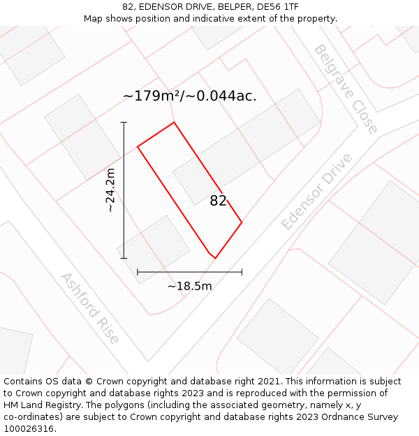 82, EDENSOR DRIVE, BELPER, DE56 1TF: Plot and title map