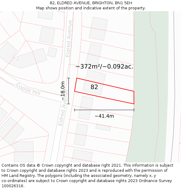 82, ELDRED AVENUE, BRIGHTON, BN1 5EH: Plot and title map