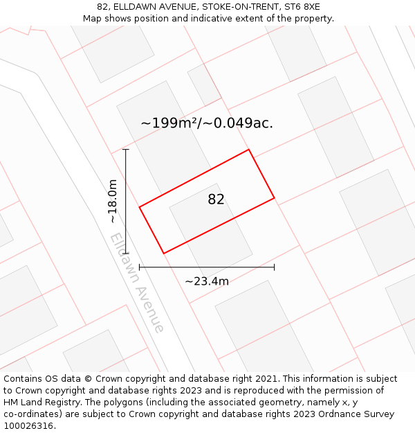 82, ELLDAWN AVENUE, STOKE-ON-TRENT, ST6 8XE: Plot and title map