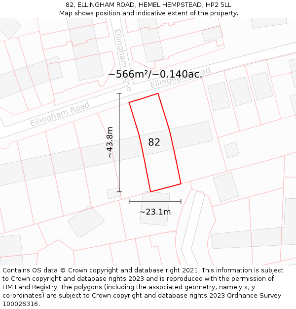 82, ELLINGHAM ROAD, HEMEL HEMPSTEAD, HP2 5LL: Plot and title map