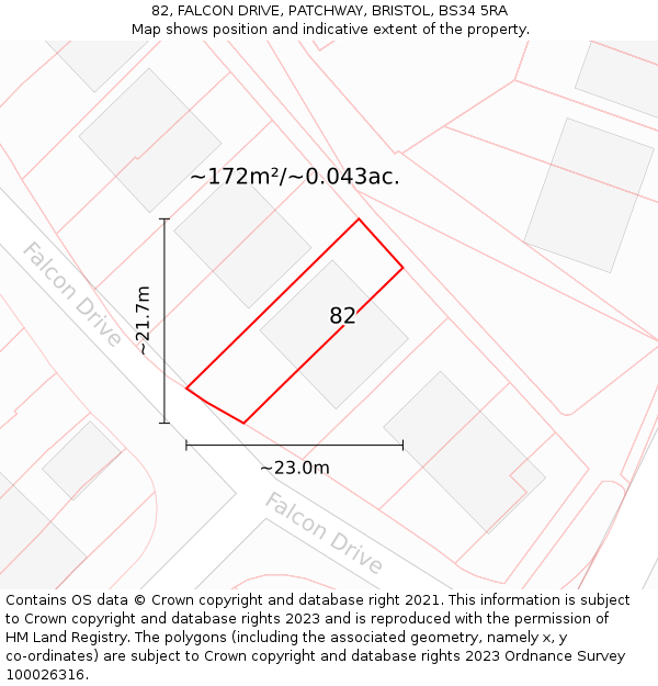 82, FALCON DRIVE, PATCHWAY, BRISTOL, BS34 5RA: Plot and title map