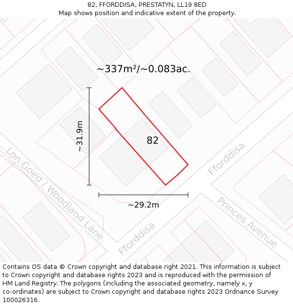 82, FFORDDISA, PRESTATYN, LL19 8ED: Plot and title map