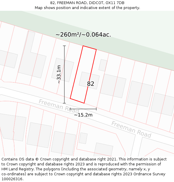 82, FREEMAN ROAD, DIDCOT, OX11 7DB: Plot and title map