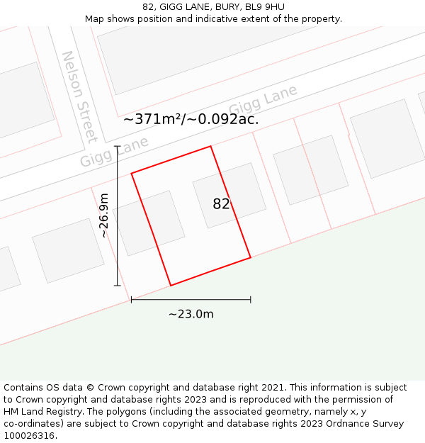 82, GIGG LANE, BURY, BL9 9HU: Plot and title map