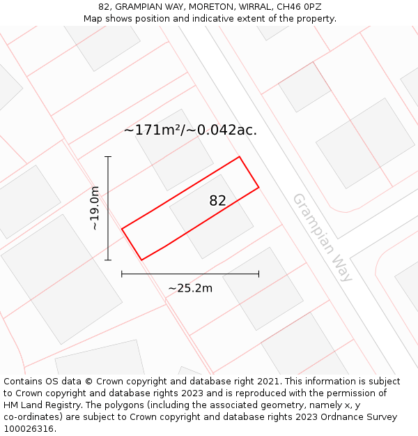 82, GRAMPIAN WAY, MORETON, WIRRAL, CH46 0PZ: Plot and title map