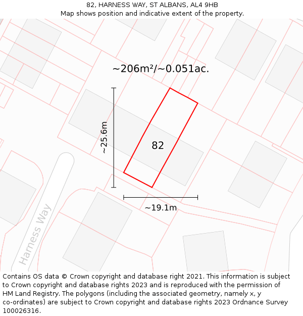 82, HARNESS WAY, ST ALBANS, AL4 9HB: Plot and title map