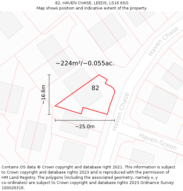 82, HAVEN CHASE, LEEDS, LS16 6SG: Plot and title map