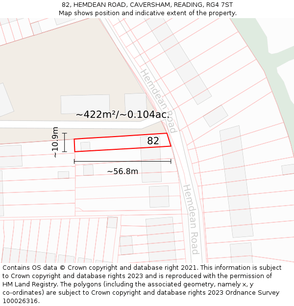 82, HEMDEAN ROAD, CAVERSHAM, READING, RG4 7ST: Plot and title map