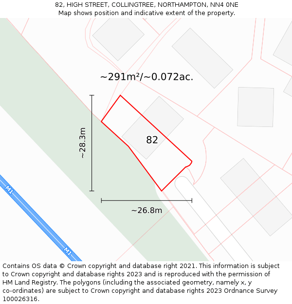 82, HIGH STREET, COLLINGTREE, NORTHAMPTON, NN4 0NE: Plot and title map