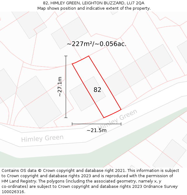 82, HIMLEY GREEN, LEIGHTON BUZZARD, LU7 2QA: Plot and title map