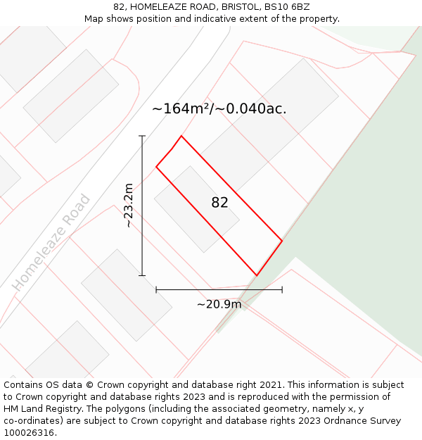 82, HOMELEAZE ROAD, BRISTOL, BS10 6BZ: Plot and title map