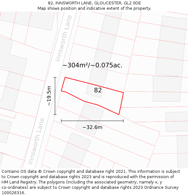 82, INNSWORTH LANE, GLOUCESTER, GL2 0DE: Plot and title map