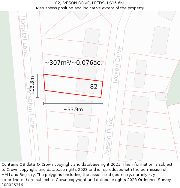 82, IVESON DRIVE, LEEDS, LS16 6NL: Plot and title map