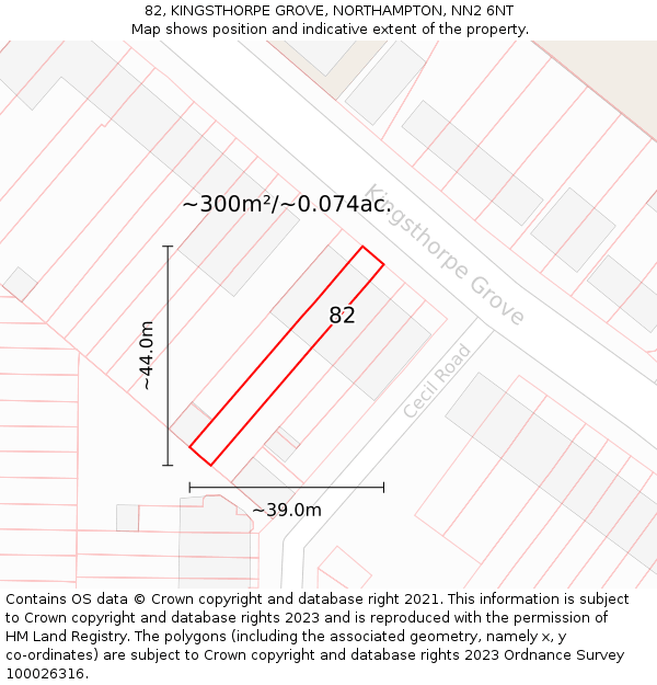 82, KINGSTHORPE GROVE, NORTHAMPTON, NN2 6NT: Plot and title map
