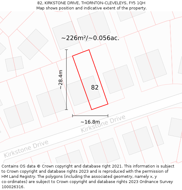 82, KIRKSTONE DRIVE, THORNTON-CLEVELEYS, FY5 1QH: Plot and title map