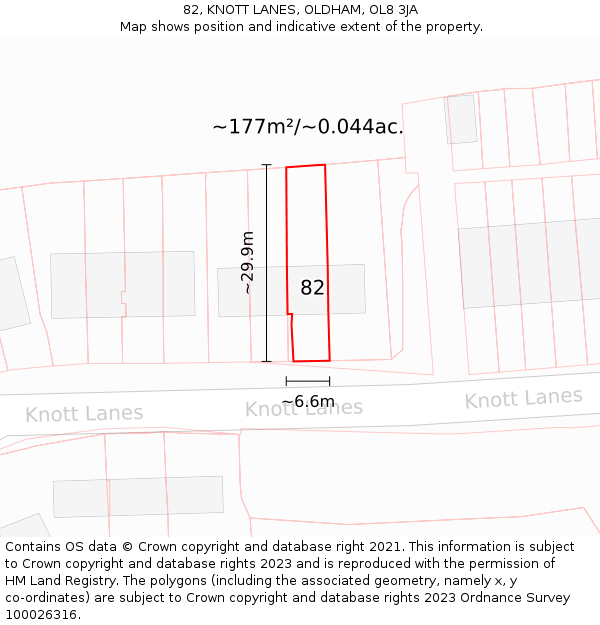 82, KNOTT LANES, OLDHAM, OL8 3JA: Plot and title map