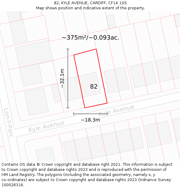 82, KYLE AVENUE, CARDIFF, CF14 1SS: Plot and title map
