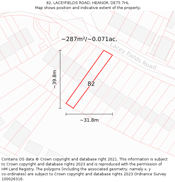 82, LACEYFIELDS ROAD, HEANOR, DE75 7HL: Plot and title map